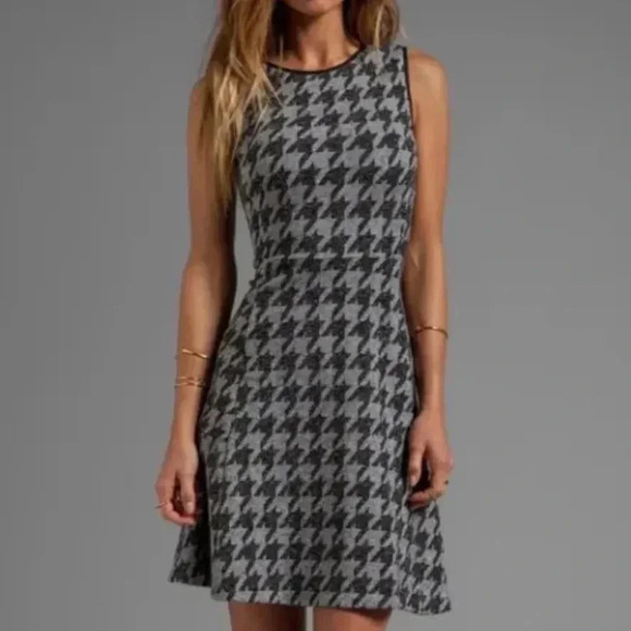 Theory Nikay Dress Black Gray Sleeveless Houndstooth Porter Check - Picture 2 of 8